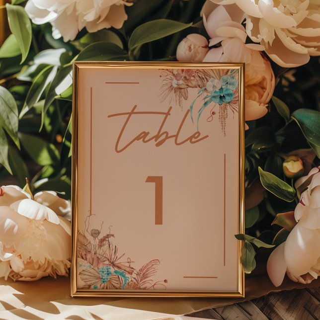 Tarjeta De Mesa Boda floral boho moderna (Subido por el creador)