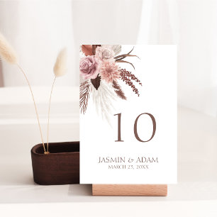 Tarjeta De Mesa Boda Floral Boho Pampas Grass Terracotta
