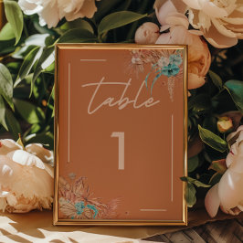 Tarjeta De Mesa Boda floral boho terrenal moderna