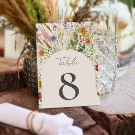 Tarjeta De Mesa Boda floral Boho Wildflower minimalista
