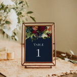 Tarjeta De Mesa Boda Floral Borgoña de Marina Blue Moody<br><div class="desc">Este diseño mide 5 x 7 pulgadas/ 12, 7 x 17, 8 cm y es perfecto para invitaciones. #zazzlemade</div>