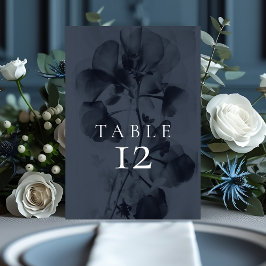 Tarjeta De Mesa Boda floral botánico azul oscuro Moody