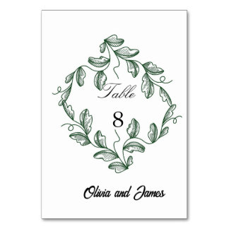 Tarjeta De Mesa Boda floral clásica verde salvia