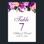 Tarjeta De Mesa Boda floral color morado ultravioleta GS<br><div class="desc">Tarjeta de tabla Boda floral de color morado ultravioleta - Guión púrpura</div>