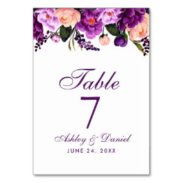 Tarjeta De Mesa Boda floral color morado ultravioleta PS