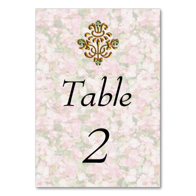 Tarjeta De Mesa Boda floral con grifo dorado (Anverso)