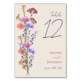 Tarjeta De Mesa Boda floral de acrílico beige rústico