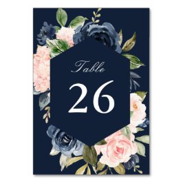 Tarjeta De Mesa Boda floral de acuarela de color azul