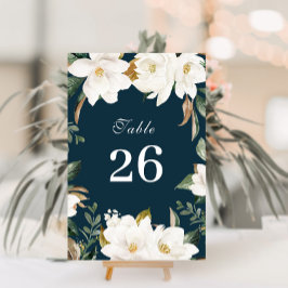 Tarjeta De Mesa Boda floral de acuarela de Magnolia