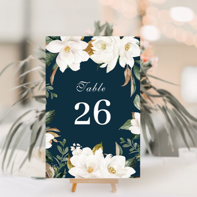 Tarjeta De Mesa Boda floral de acuarela de Magnolia (Subido por el creador)