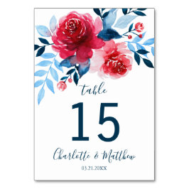 Tarjeta De Mesa Boda floral de acuarela personalizada