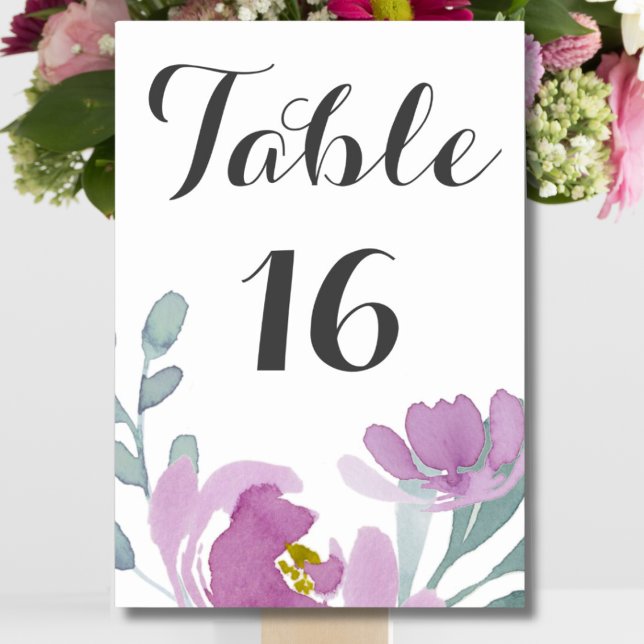 Tarjeta De Mesa Boda floral de acuarela rosa rusa (Subido por el creador)