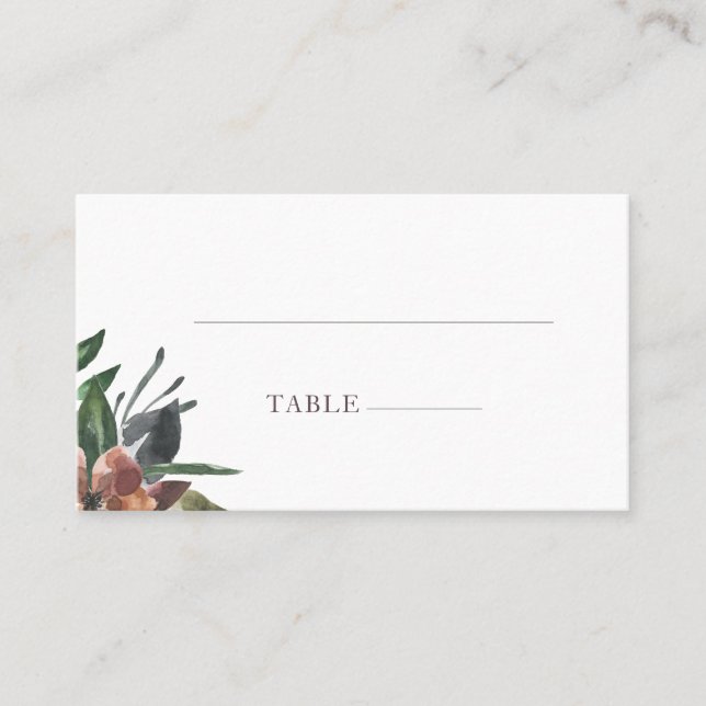 Tarjeta De Mesa Boda floral de acuarela silenciada de caída (Anverso)