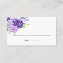 Tarjeta De Mesa Boda floral de acuarela ultra violeta