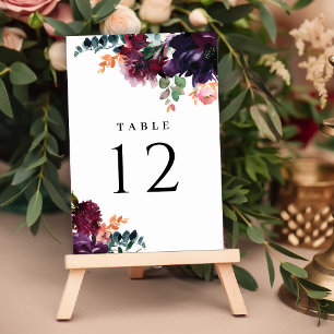 Tarjeta De Mesa Boda floral de Borgoña de lujo