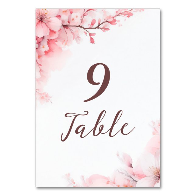 Tarjeta De Mesa Boda floral de cerezo japonés Sakura (Anverso)