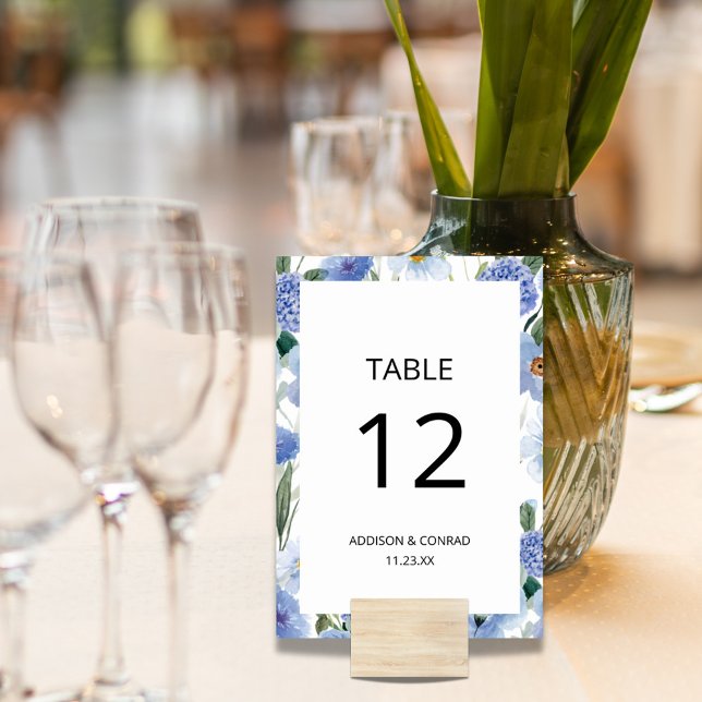 Tarjeta De Mesa Boda floral de color azul (Subido por el creador)