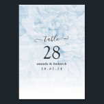 Tarjeta De Mesa Boda floral de color azul turbio<br><div class="desc">Elegante color de agua floral boda tarjetas de número de mesa con peonía e hidraangea en acentos de azul polvoriento,  sabio y gris.</div>