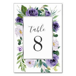 Tarjeta De Mesa Boda floral de color gris morado plateado