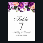 Tarjeta De Mesa Boda floral de color morado ultravioleta<br><div class="desc">Tarjeta de tabla Boda floral de color morado ultravioleta</div>