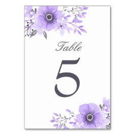 Tarjeta De Mesa Boda floral de color morado y gris