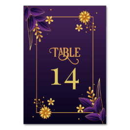 Tarjeta De Mesa Boda Floral de Estética Purple & Gold