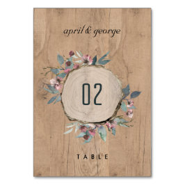 Tarjeta De Mesa Boda floral de eucaliptos rosados rojos de madera