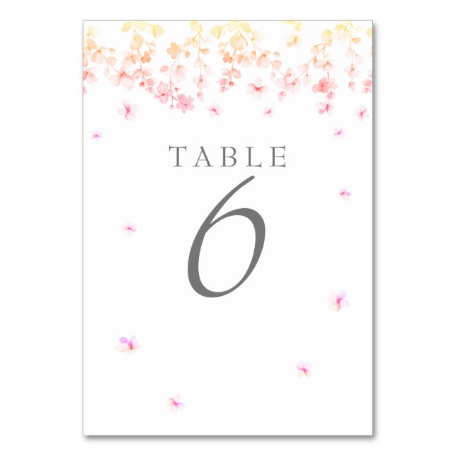 Tarjeta De Mesa Boda floral de flor de melocotón (Reverso)