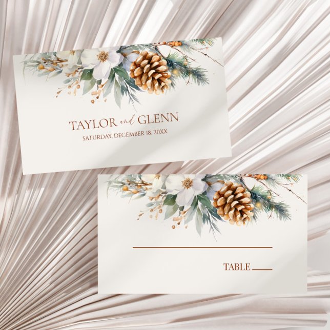Tarjeta De Mesa Boda floral de flores de pino de invierno (Subido por el creador)