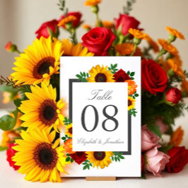 Tarjeta De Mesa Boda floral de girasol rosa atardecer
