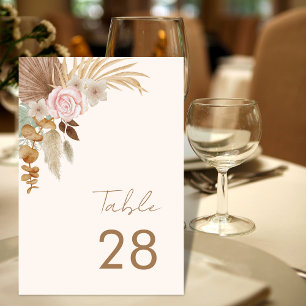 Tarjeta De Mesa Boda floral de gramíneas desecadas de marfil tropi