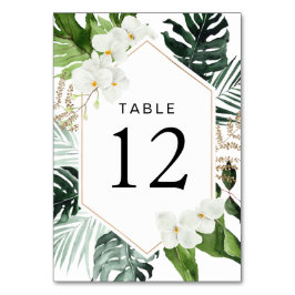 Tarjeta De Mesa boda floral de hojas de palmera tropicales