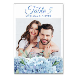 Tarjeta De Mesa Boda floral de hortensias azules