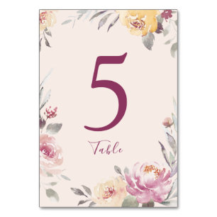 Tarjeta de mesa boda floral de jardín romántico
