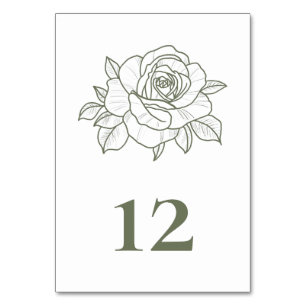 Tarjeta De Mesa Boda floral de jardín verde salvia rosa