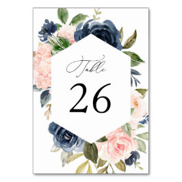 Tarjeta De Mesa Boda floral de la acuarela de color azul y de la m