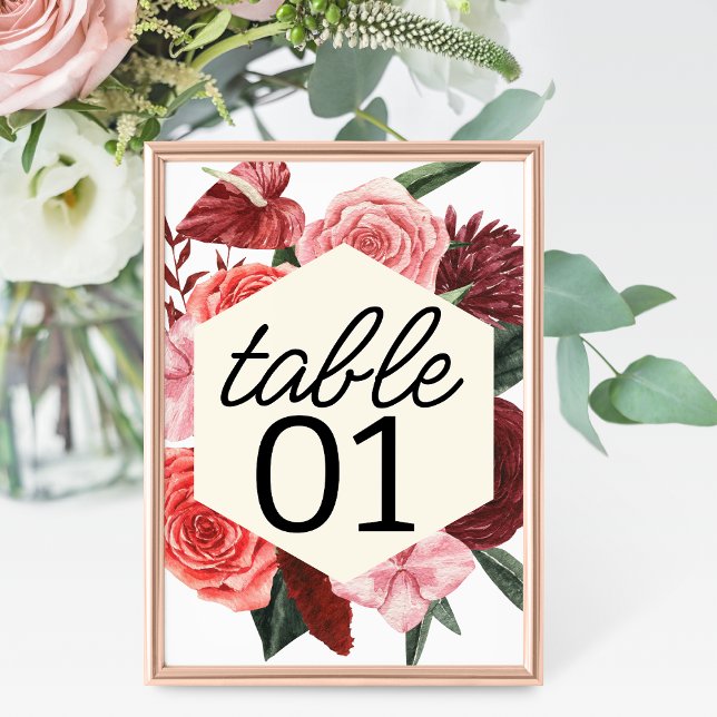 Tarjeta De Mesa Boda Floral de la caída de Borgoña (Subido por el creador)