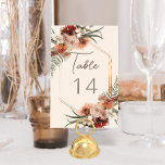 Tarjeta De Mesa Boda floral de la caída de la crema neutra y de la<br><div class="desc">Presentamos nuestro exquisito número de mesa de Boda Geométrico Cream, una combinación perfecta de elegancia y encanto bohemio. Este impresionante diseño presenta un entorno cremoso que marca el tono para una celebración romántica y atemporal. En el centro de la decoración se encuentra un marco geométrico muy cuidado, que añade un...</div>