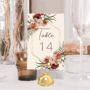 Tarjeta De Mesa Boda floral de la caída de la crema neutra y de la
