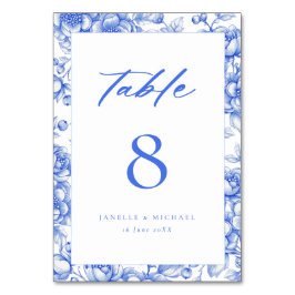 Tarjeta De Mesa Boda floral de la serie azul de Vintage Chinoiseri