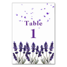 Tarjeta De Mesa Boda floral de lavanda púrpura elegante 