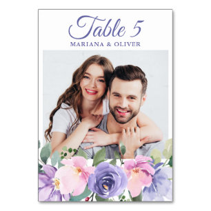 Tarjeta De Mesa Boda floral de lavanda rosa