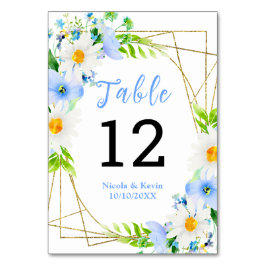 Tarjeta De Mesa Boda Floral de Margaritas Nomeolvides