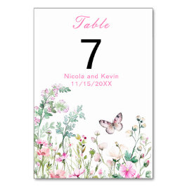 Tarjeta De Mesa Boda floral de mariposa verde primavera