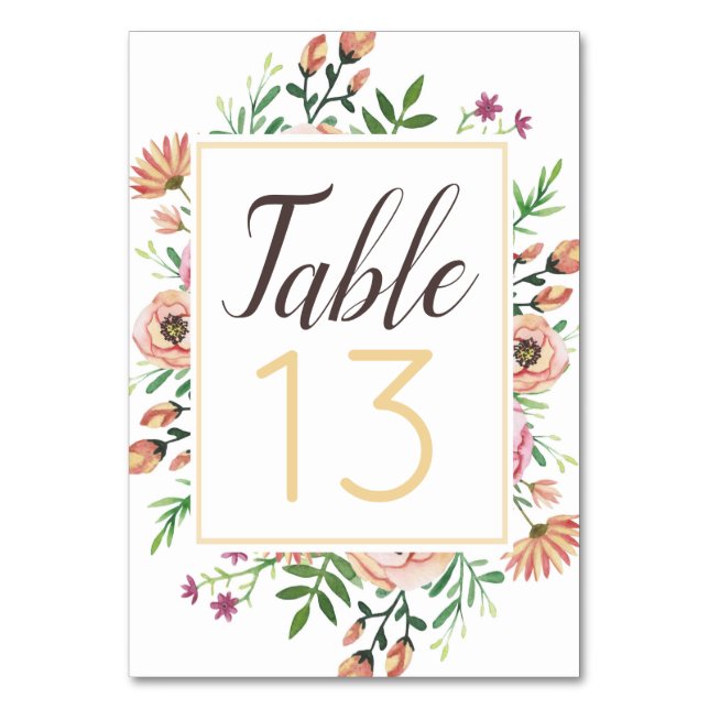 Tarjeta De Mesa Boda Floral de Melocotón (Anverso)