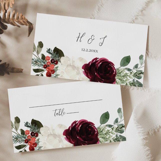 Tarjeta De Mesa Boda Floral de Navidades elegantes (Subido por el creador)