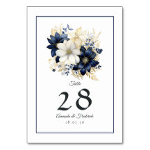Boda floral de Navy, Blanco y Dorado