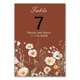 Tarjeta De Mesa Boda Floral de otoño de flores silvestres