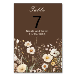 Tarjeta De Mesa Boda Floral de otoño de flores silvestres