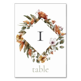 Tarjeta De Mesa Boda Floral de Otoño Romance